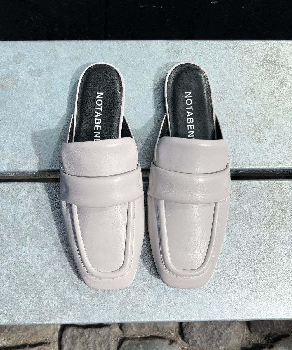 Charlie mule, lysegrå læder