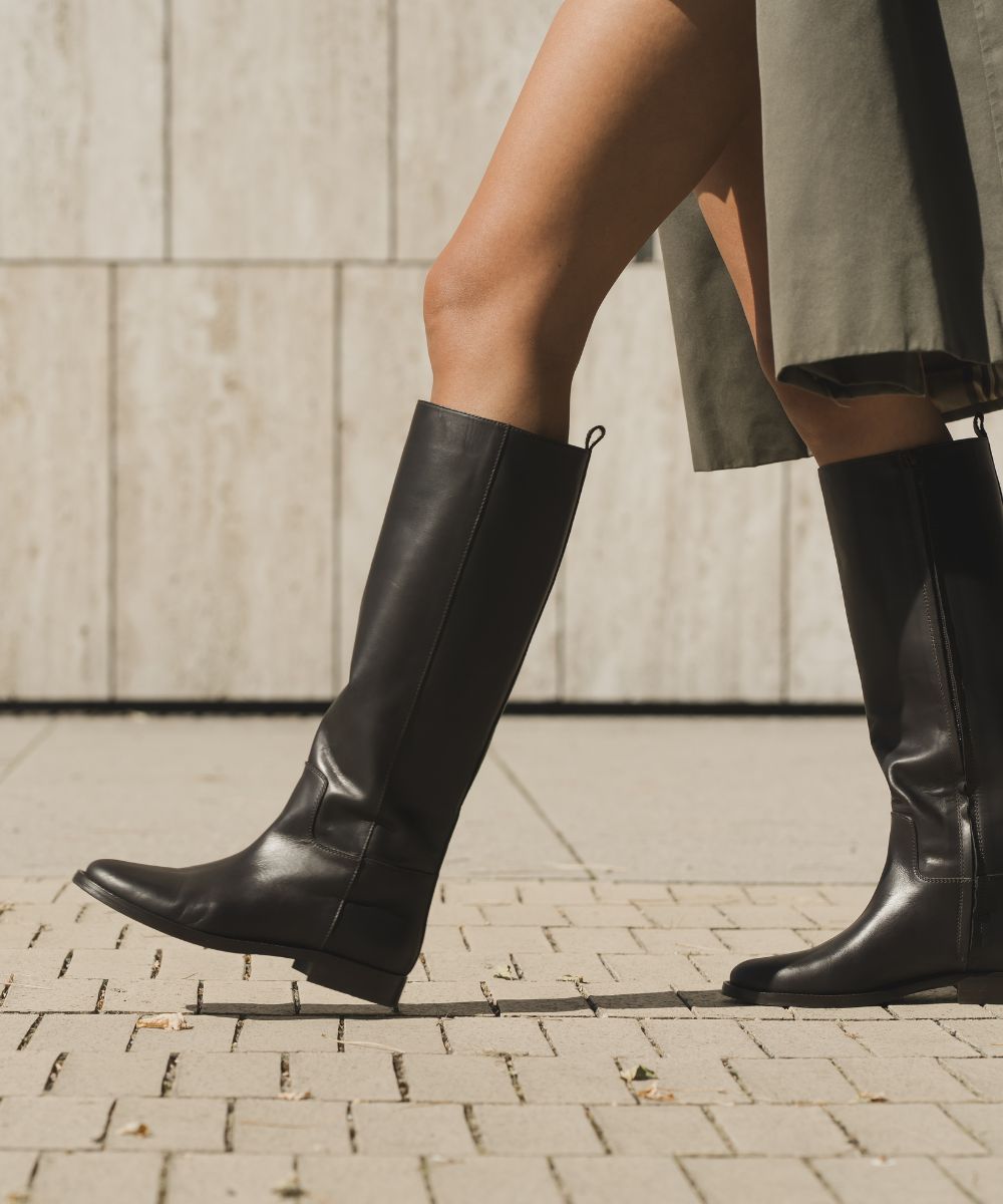 Izella støvler, mørkebrun læder