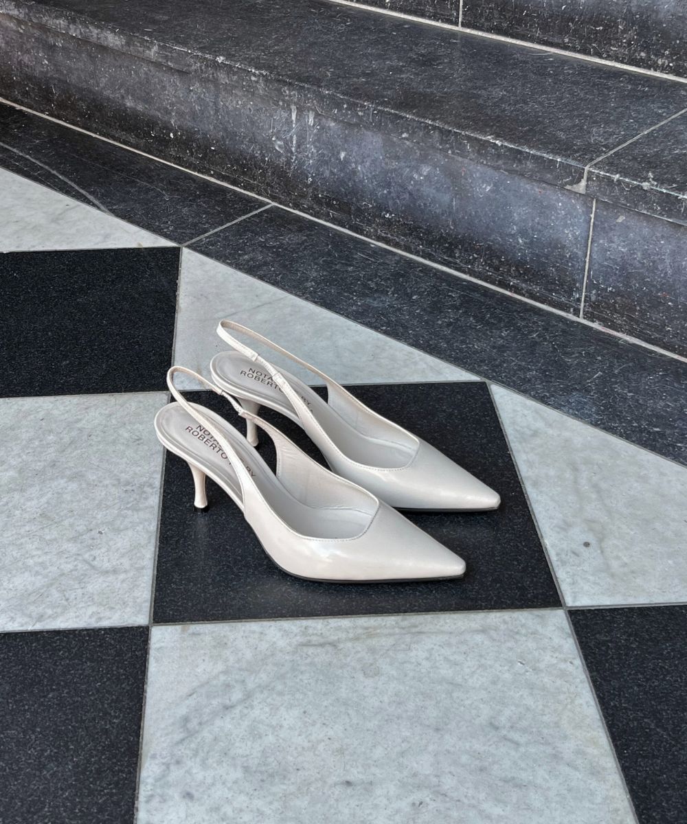 Beti 80 slingback stiletter, off-white læder