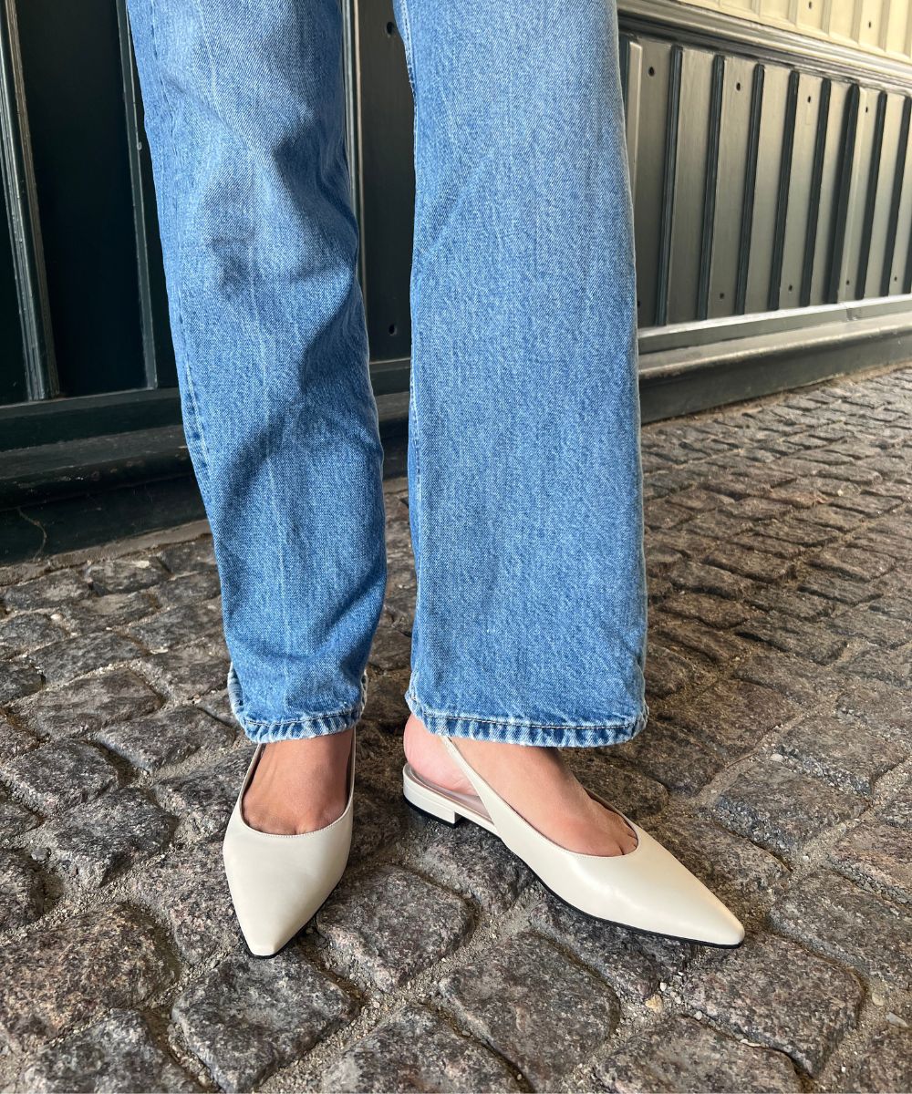 Gilda slingback, off-white læder