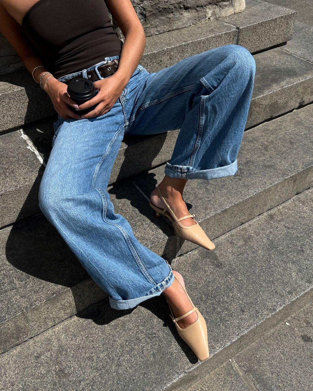 Elenne 35 slingback stiletter, nude læder