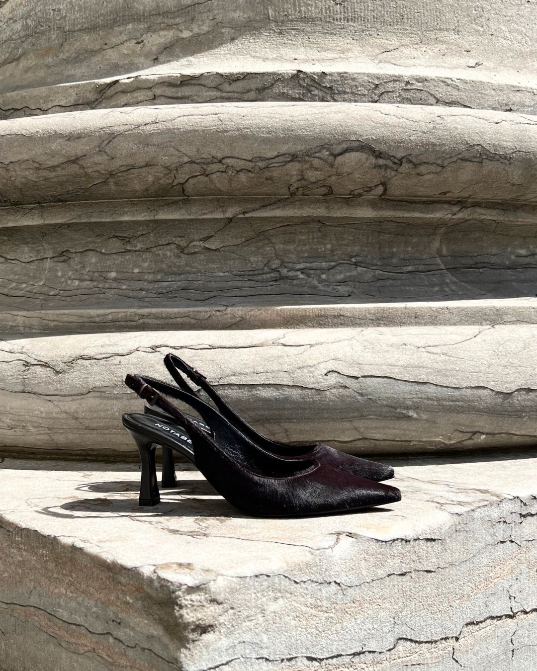 Emilia Low 70 slingback stiletter, mørkebrun kopels