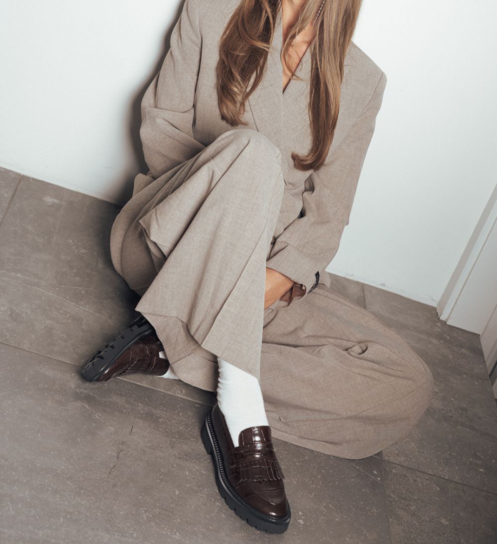 Tereza loafers, mørkebrun croco