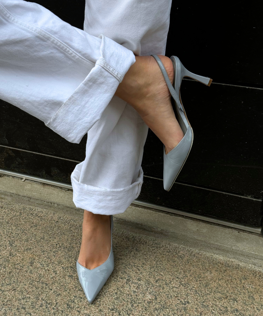 Emira 70 slingback stiletter, ice blue lak