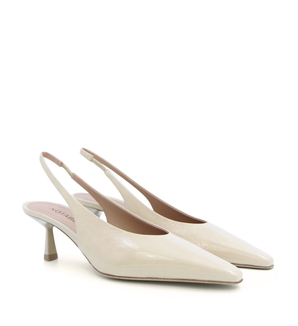Emmely low 70 slingback stilettos, beige patent