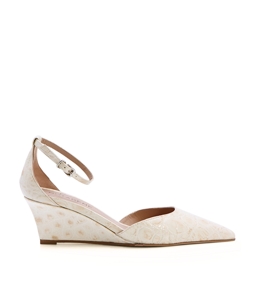 Elsa 50 wedge heel, beige croco