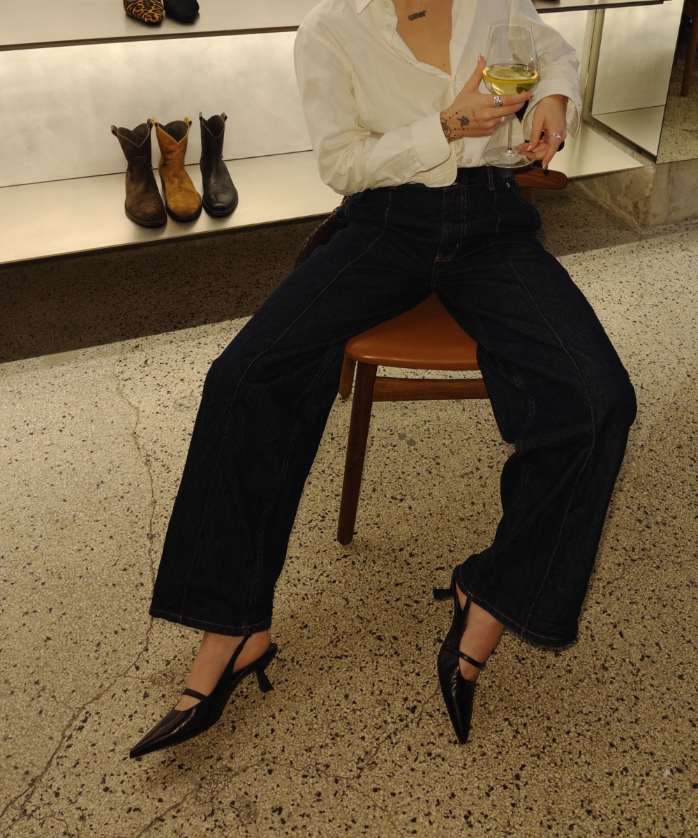 Elina 50 slingback, black patent