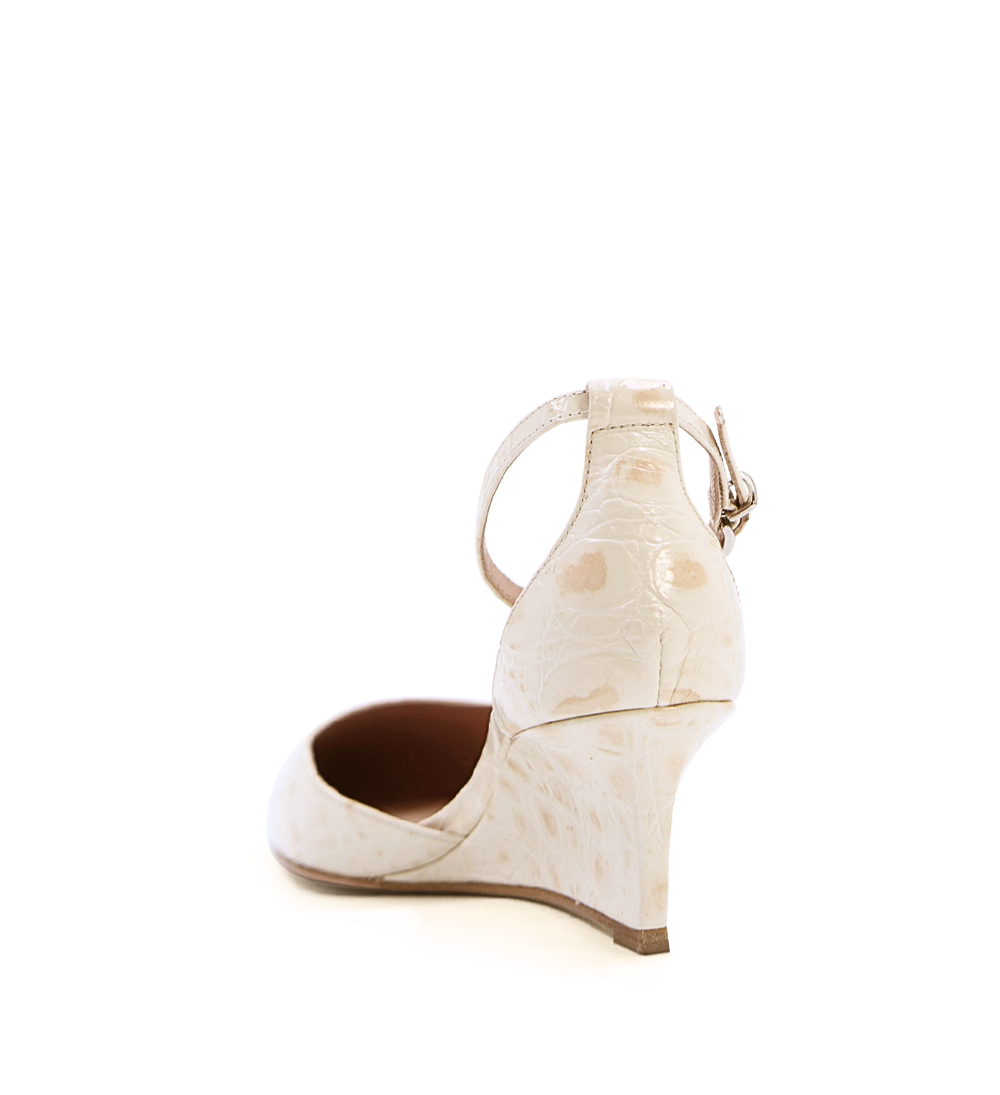 Elsa 50 kilehæl, beige croco
