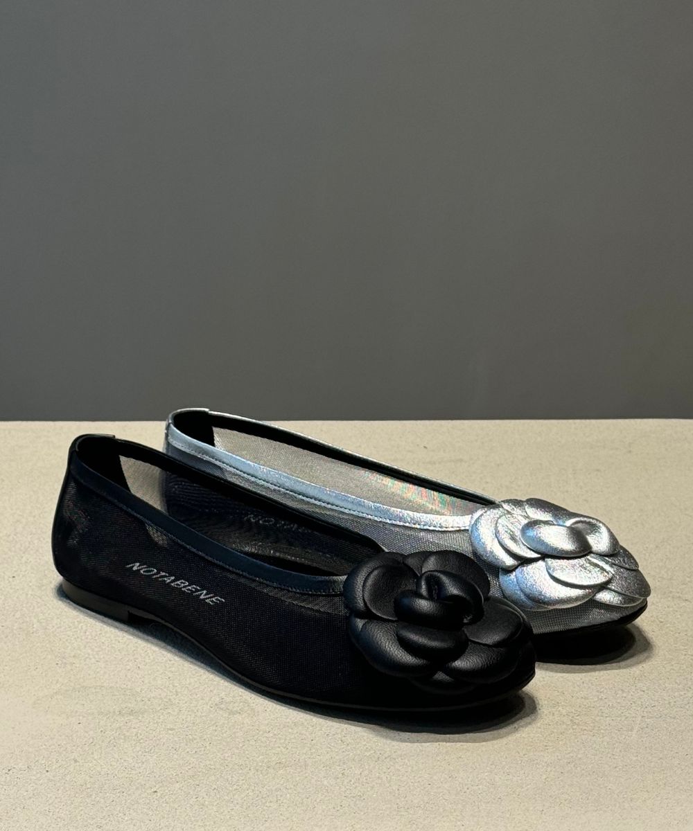 Camelia ballerina, sort læder/mesh