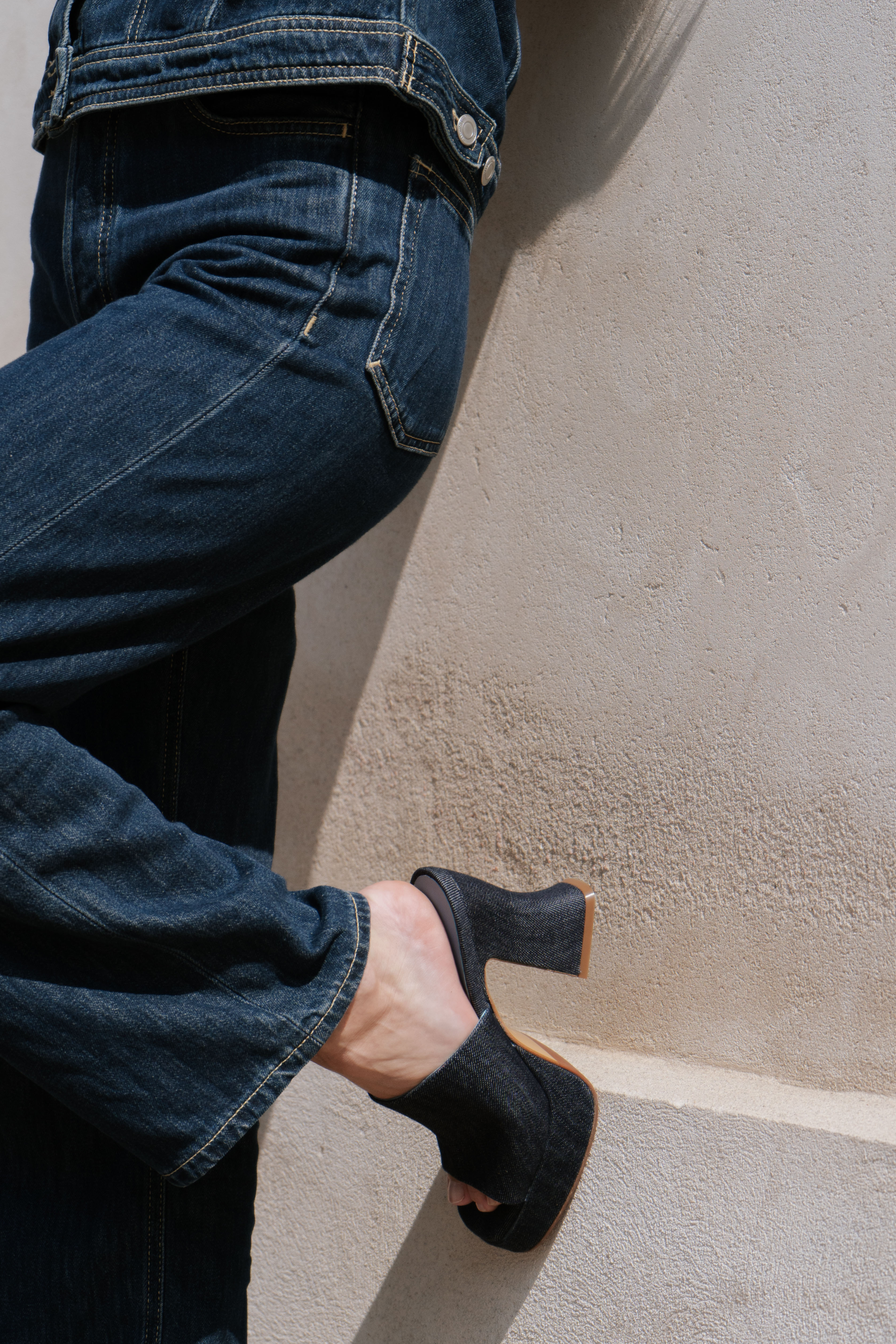 Amara plateau sandaler, denim