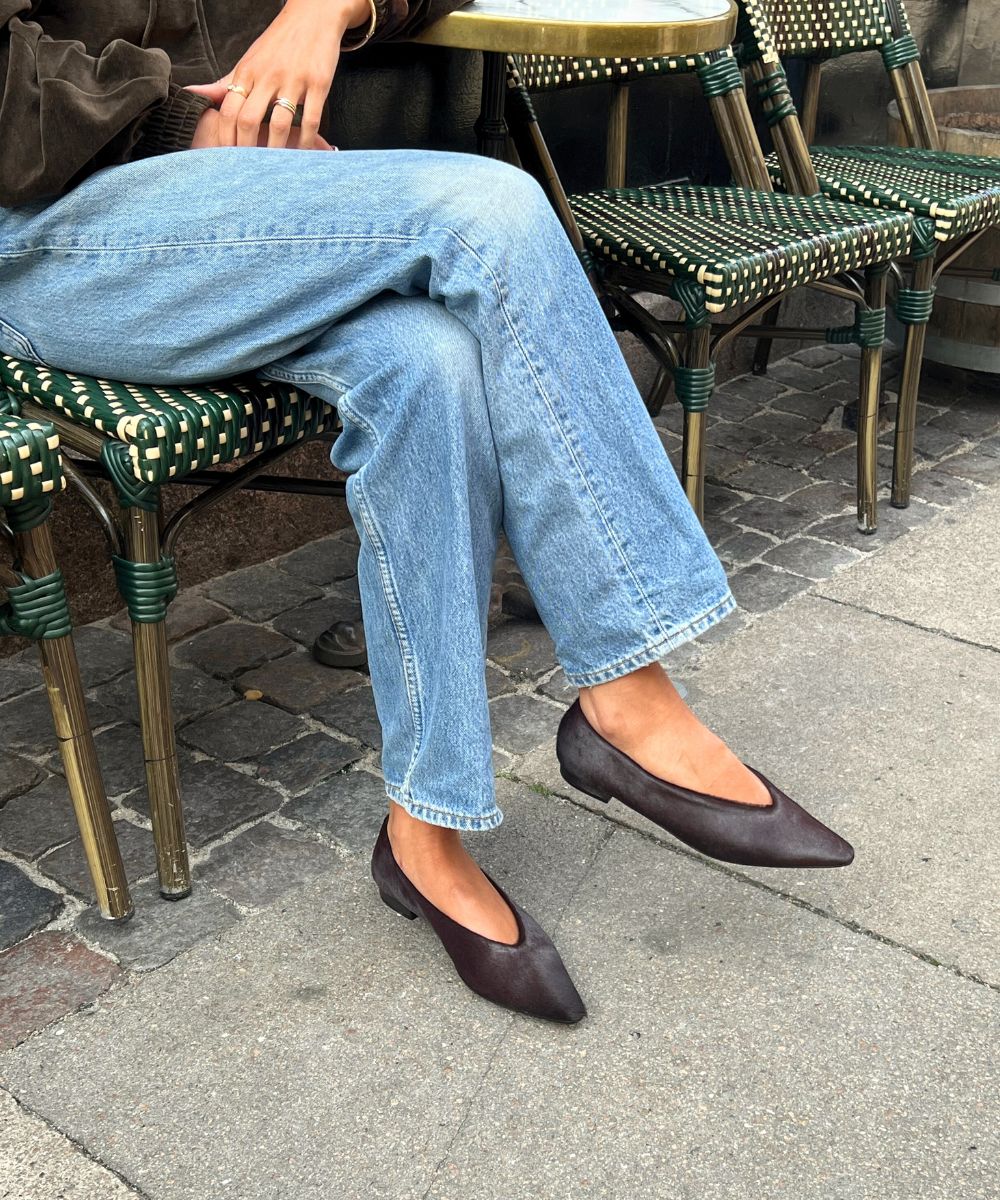 Ginevra ballerina, dark brown cow fur