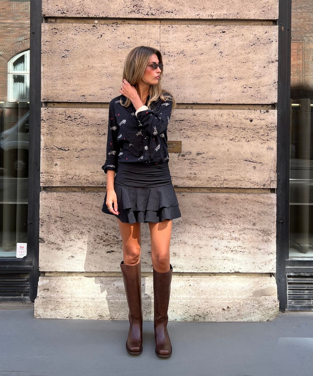 Achilla støvler, mørkebrun læder