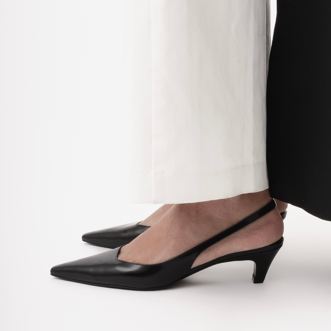 Beatrice 35 slingback stiletter, sort læder