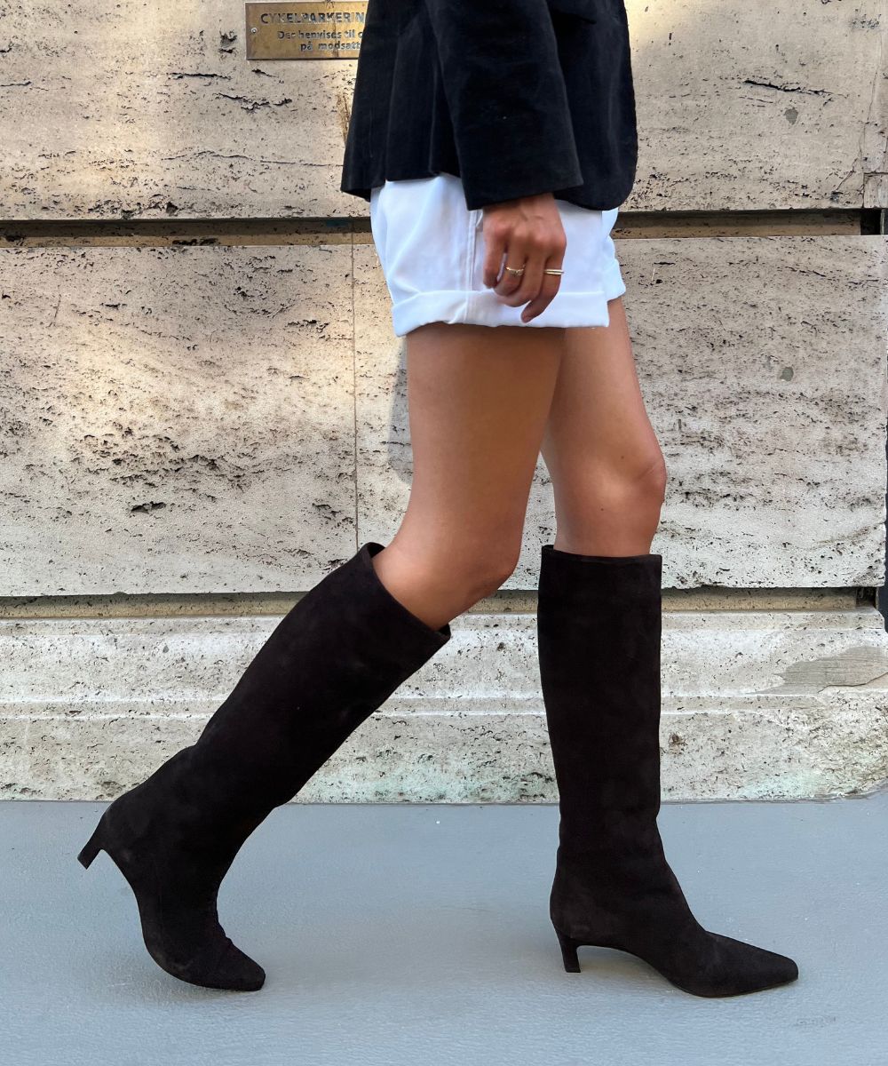 Flavia 50 støvler, mørkebrun ruskind