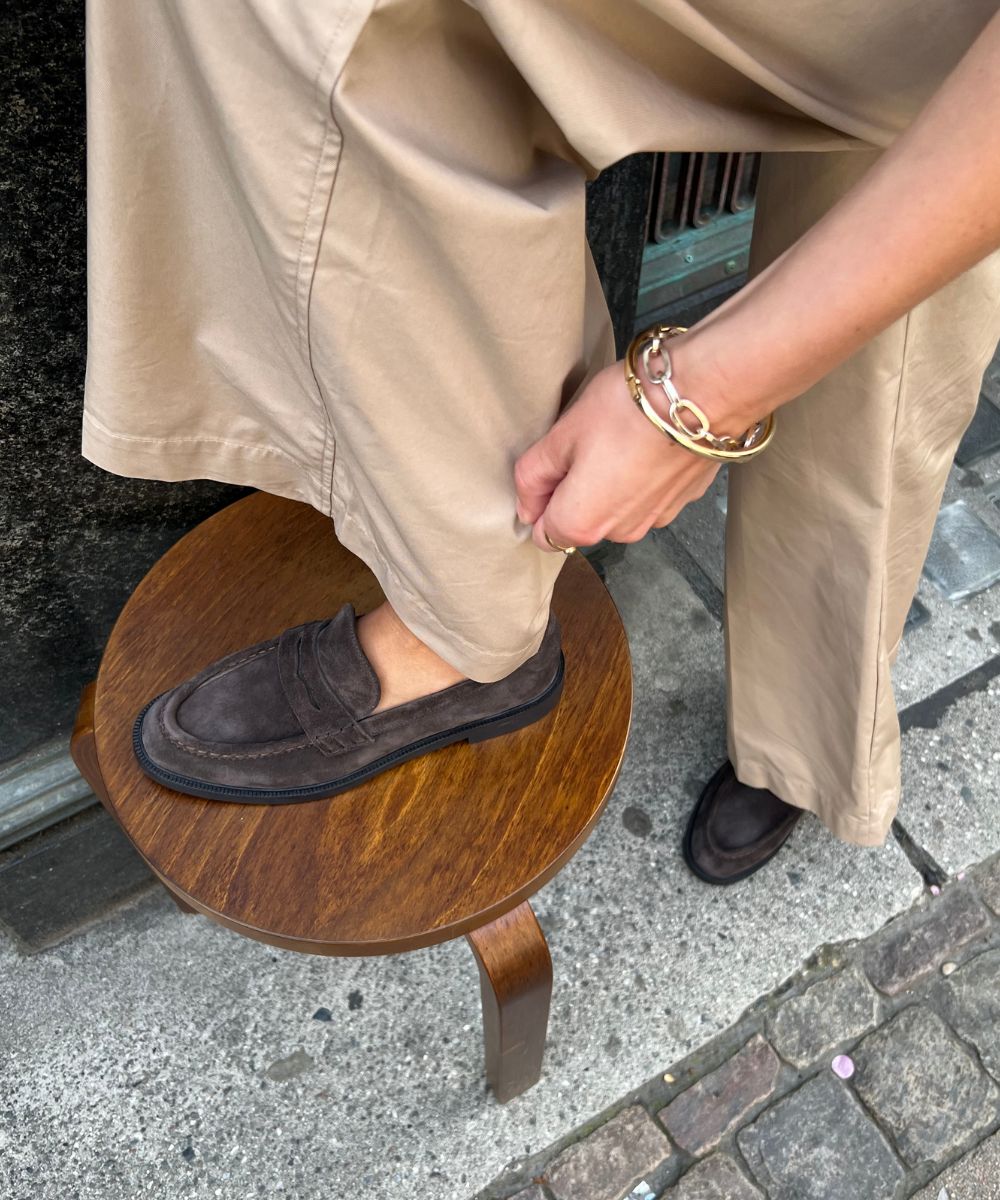 Siena loafers, mørkebrun ruskind