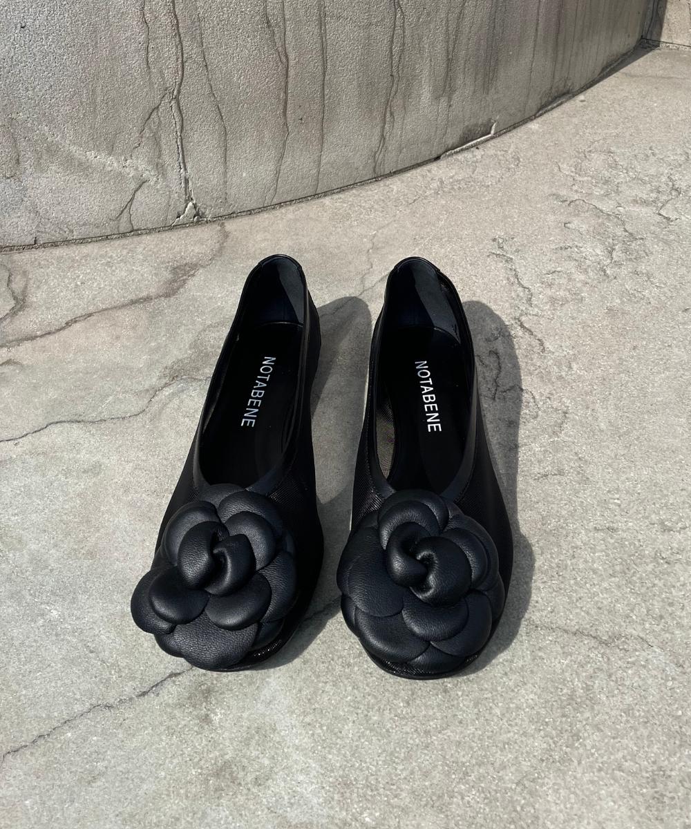 Camelia ballerina, sort læder/mesh