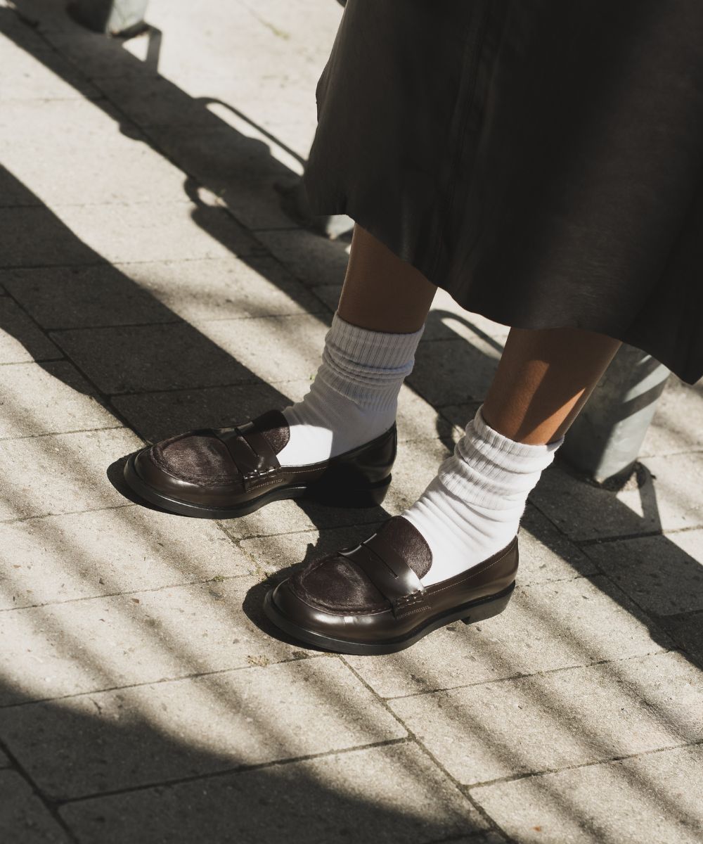 Coretta loafers, brun ko pels