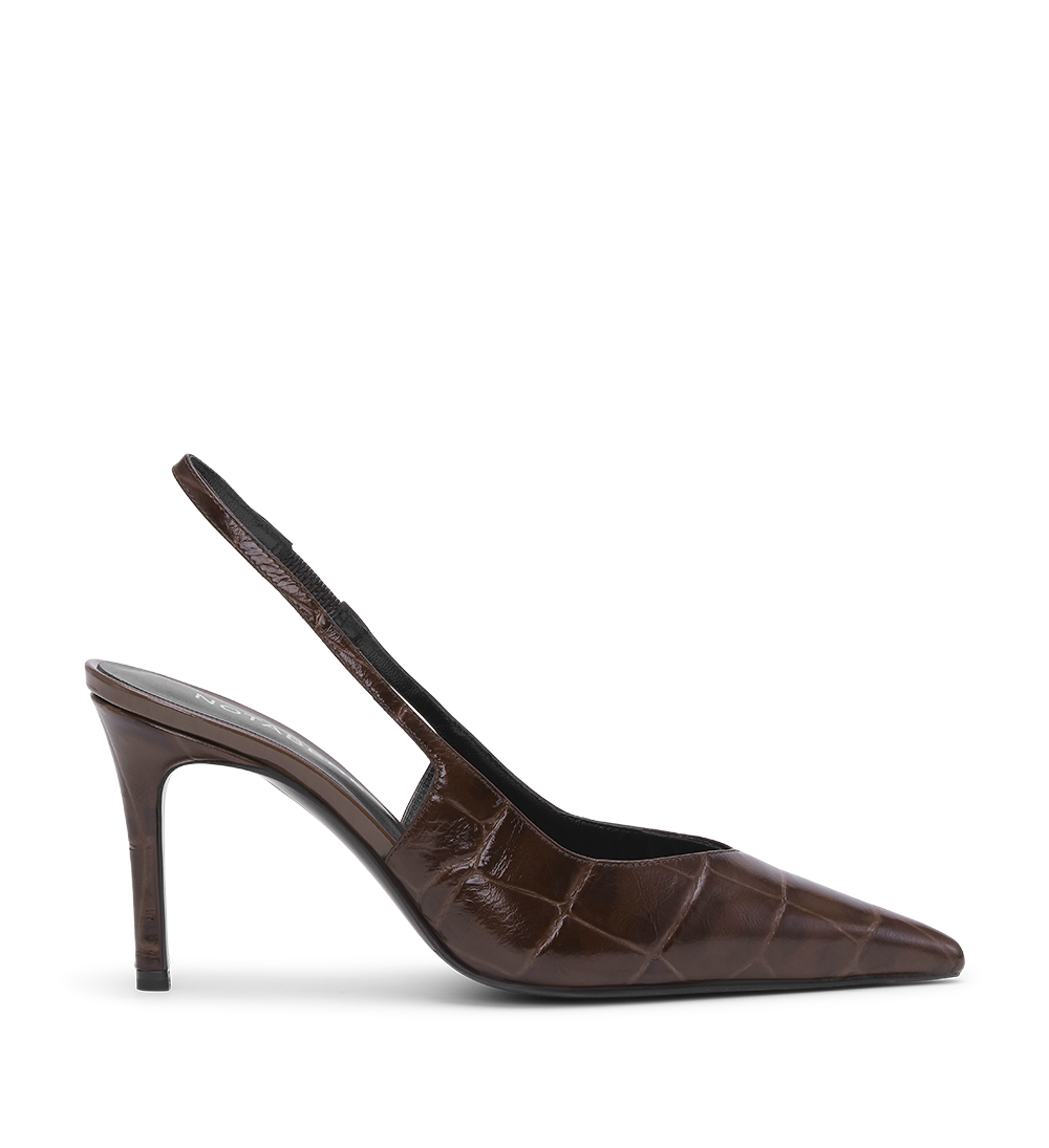 Anais 80 slingback stiletter, mørkebrun croco