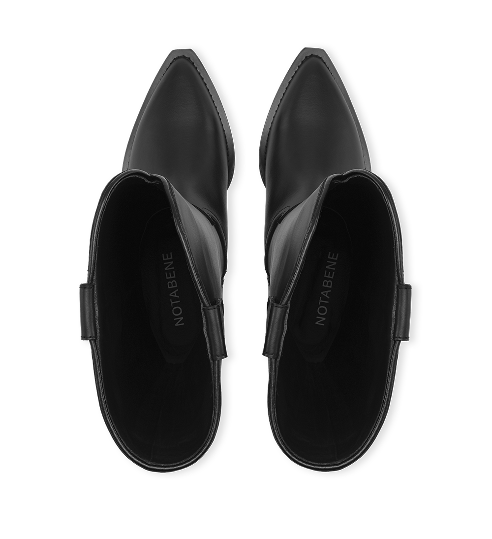 Antoinette Boots, Black Leather