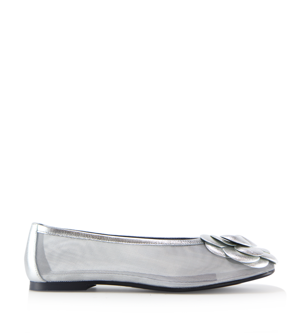 Camelia ballerina, sølv læder/mesh