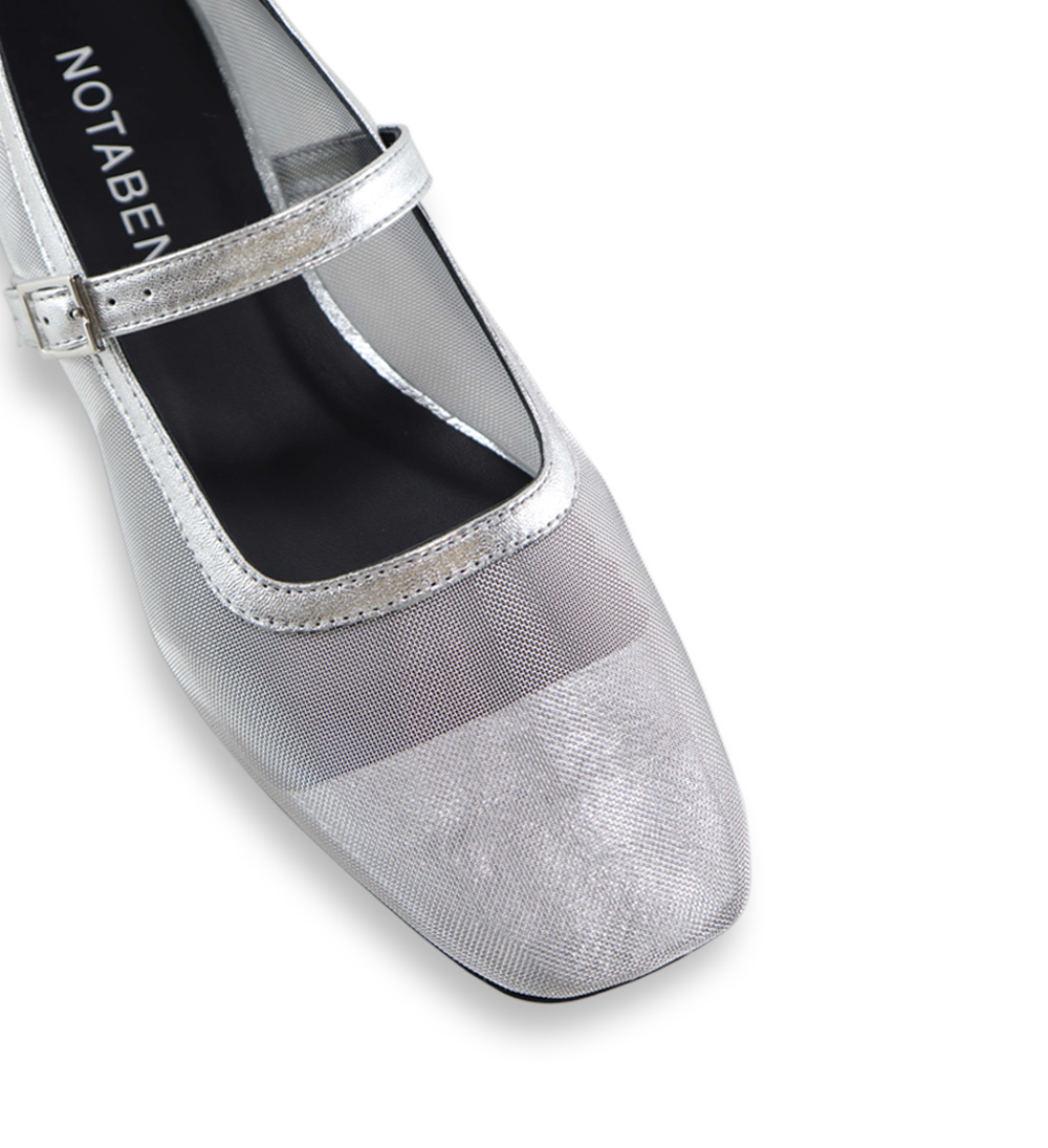 Carmilla ballerina, sølv mesh