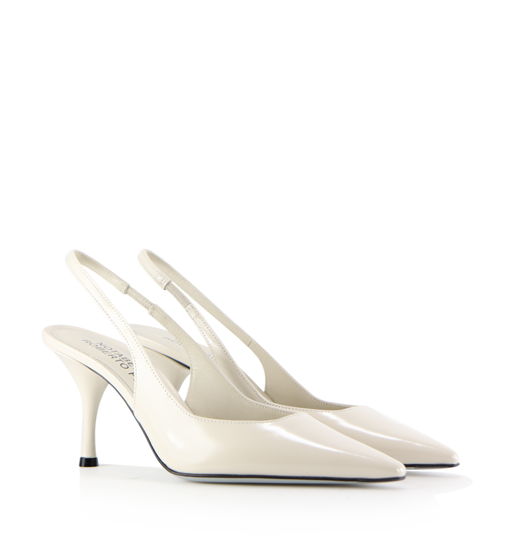 Beti 80 slingback stiletter, off-white læder