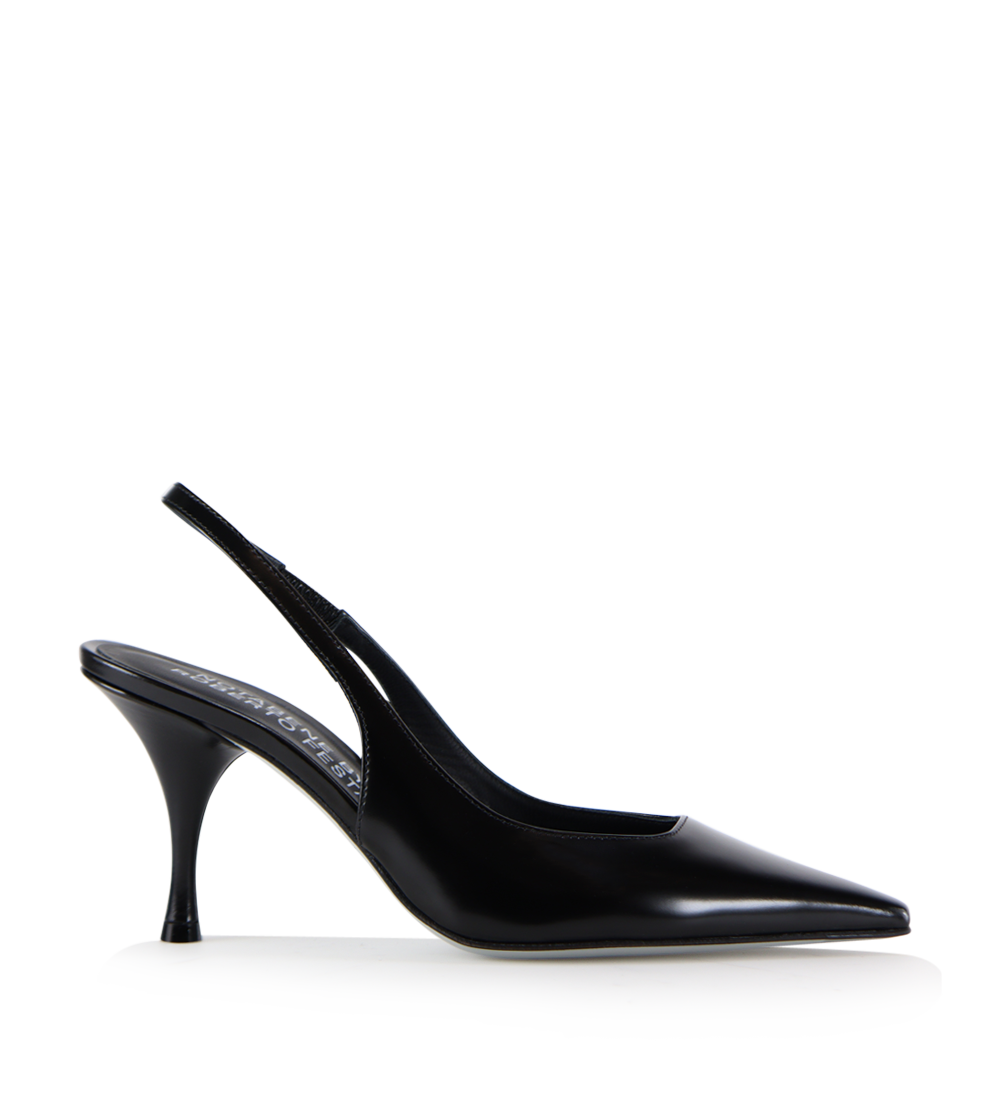 Beti 80 slingback stiletter, sort læder
