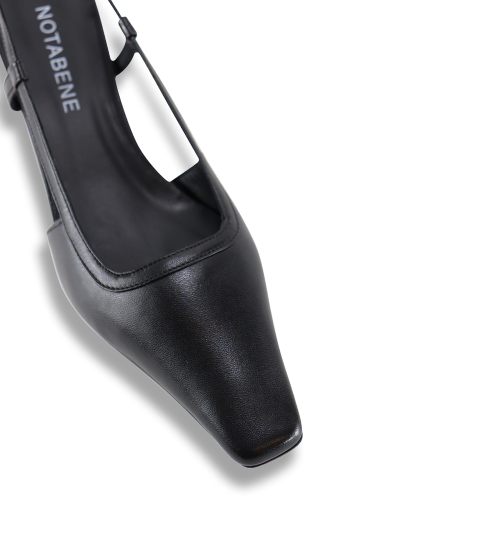 Elena 35 slingback stiletter, sort læder