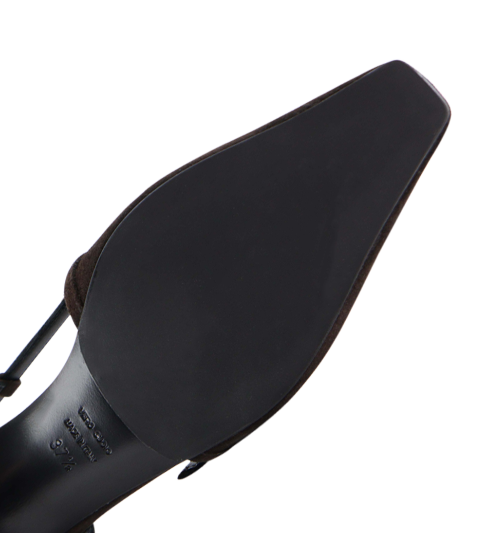 Elenne 35 slingback stiletter, mørkebrun ruskind