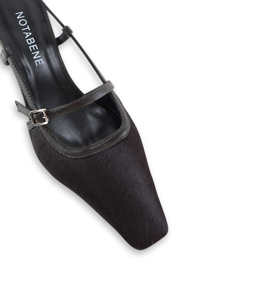 Elenne 35 slingback stiletter, mørkebrun kopels
