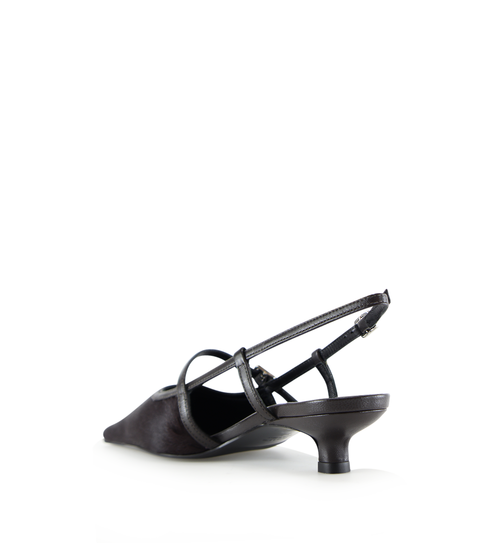 Elenne 35 slingback stiletter, mørkebrun kopels