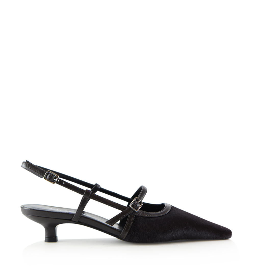 Elenne 35 slingback stiletter, mørkebrun kopels