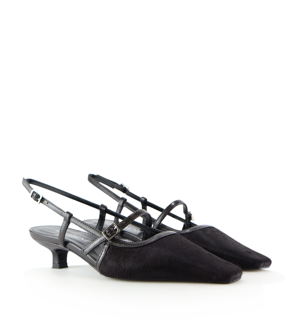 Elenne 35 slingback stiletter, mørkebrun kopels