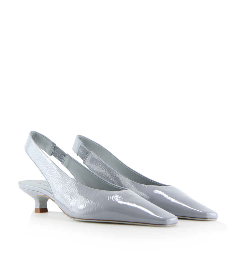 Eleonora 35 slingback stilettos, Ice Blue lacquer