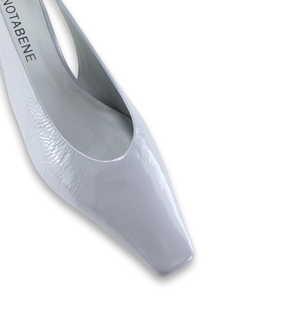 Eleonora 35 slingback stilettos, Ice Blue lacquer