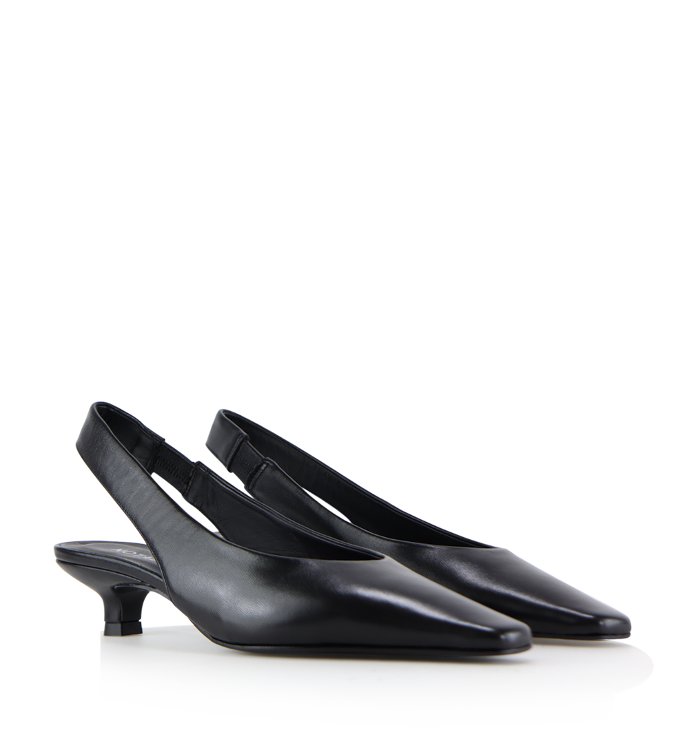 Eleonora 35 slingback stiletter, sort læder