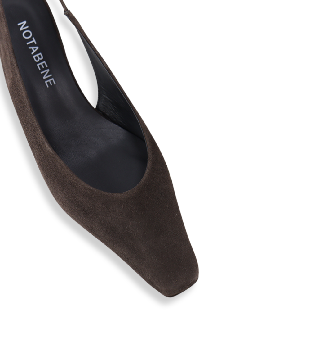 Eleonora 35 slingback stiletter, mørkebrun ruskind