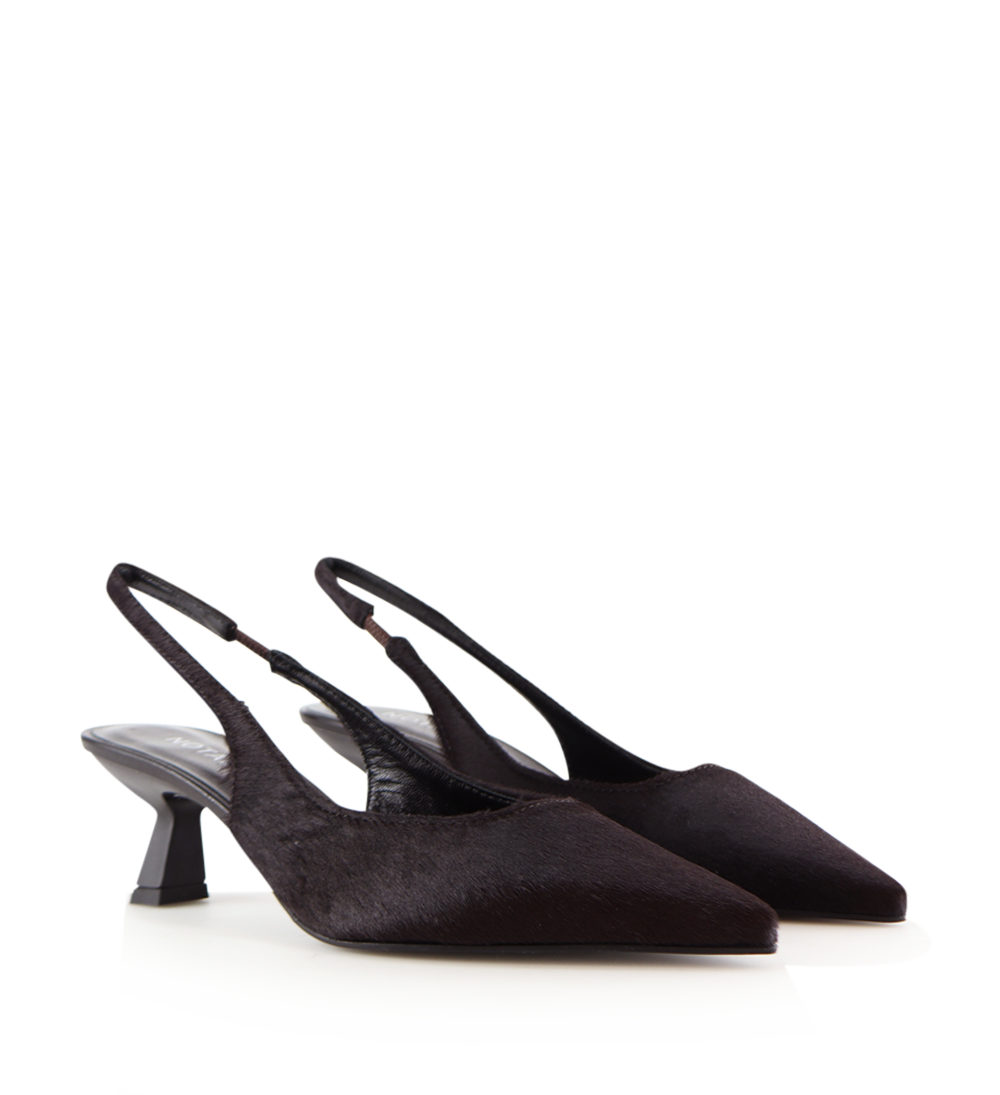 Elisa 50 slingback stiletter, mørkebrun kopels