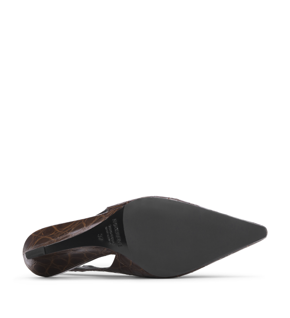 Elva 50 slingback kilehæl, mørkebrun croco