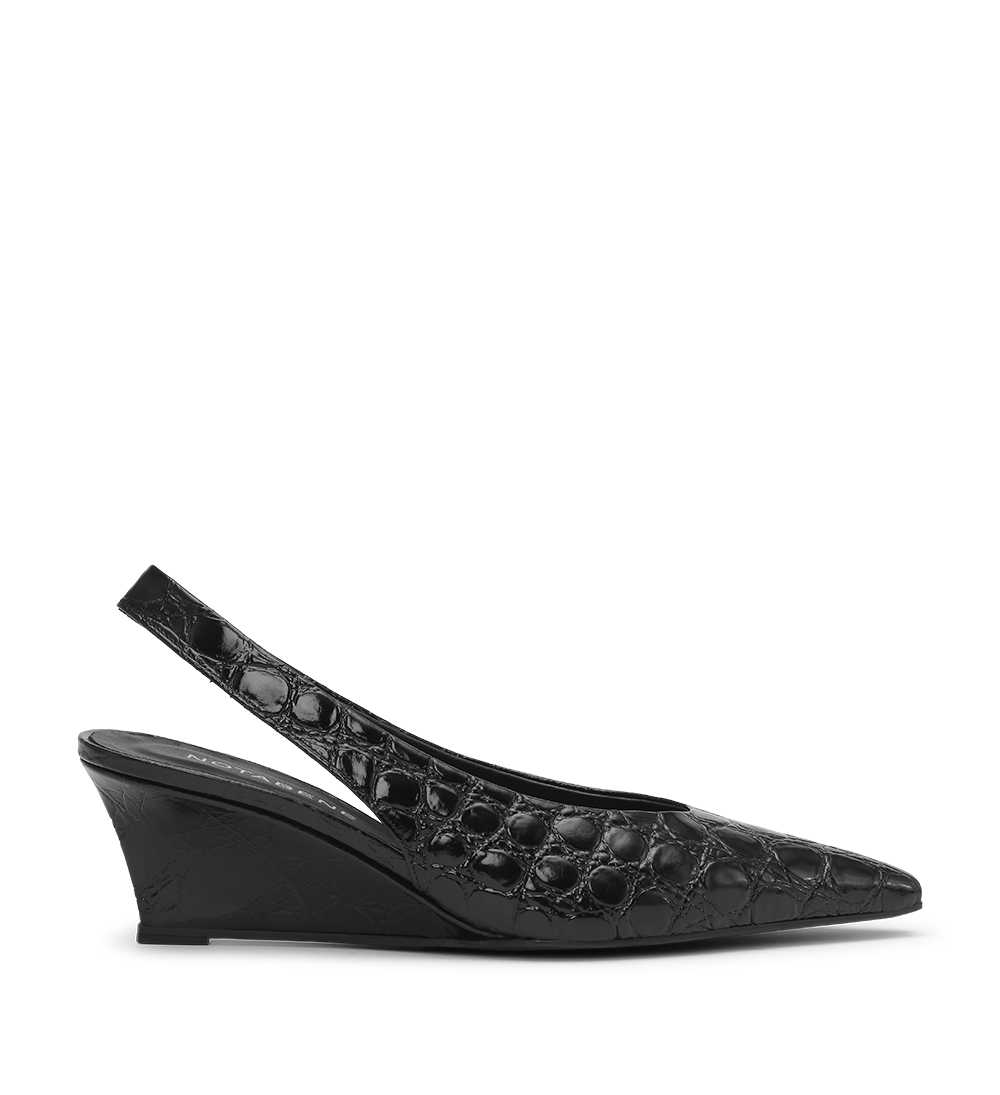 Elva 50 slingback kilehæl, sort croco
