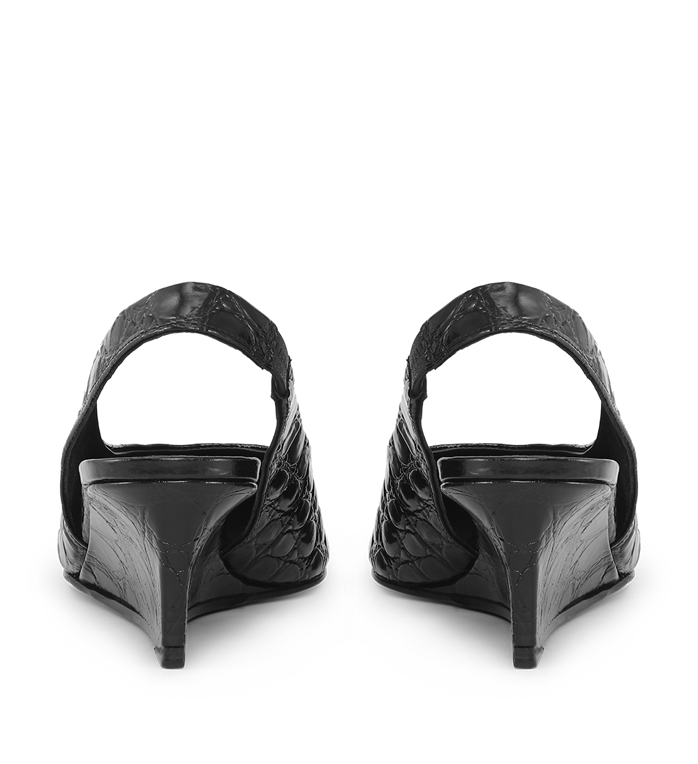 Elva 50 slingback kilehæl, sort croco