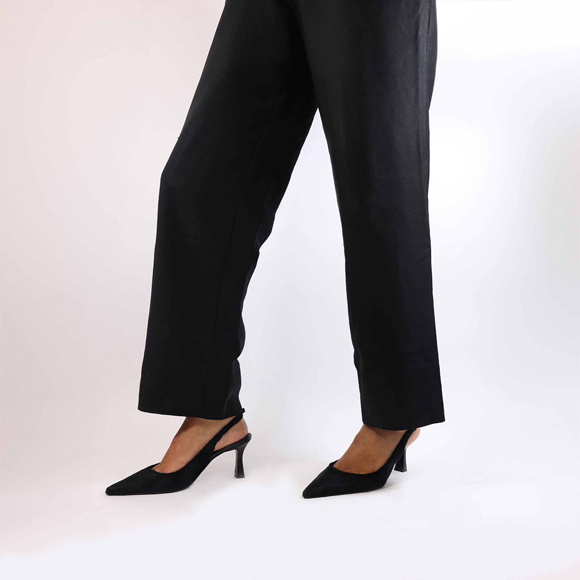 Emilia low 70 slingback stilettos, black cow fur