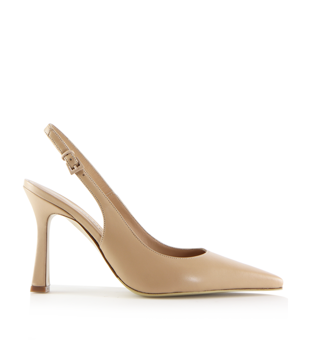 Emilia 90 slingback stiletter, nude læder