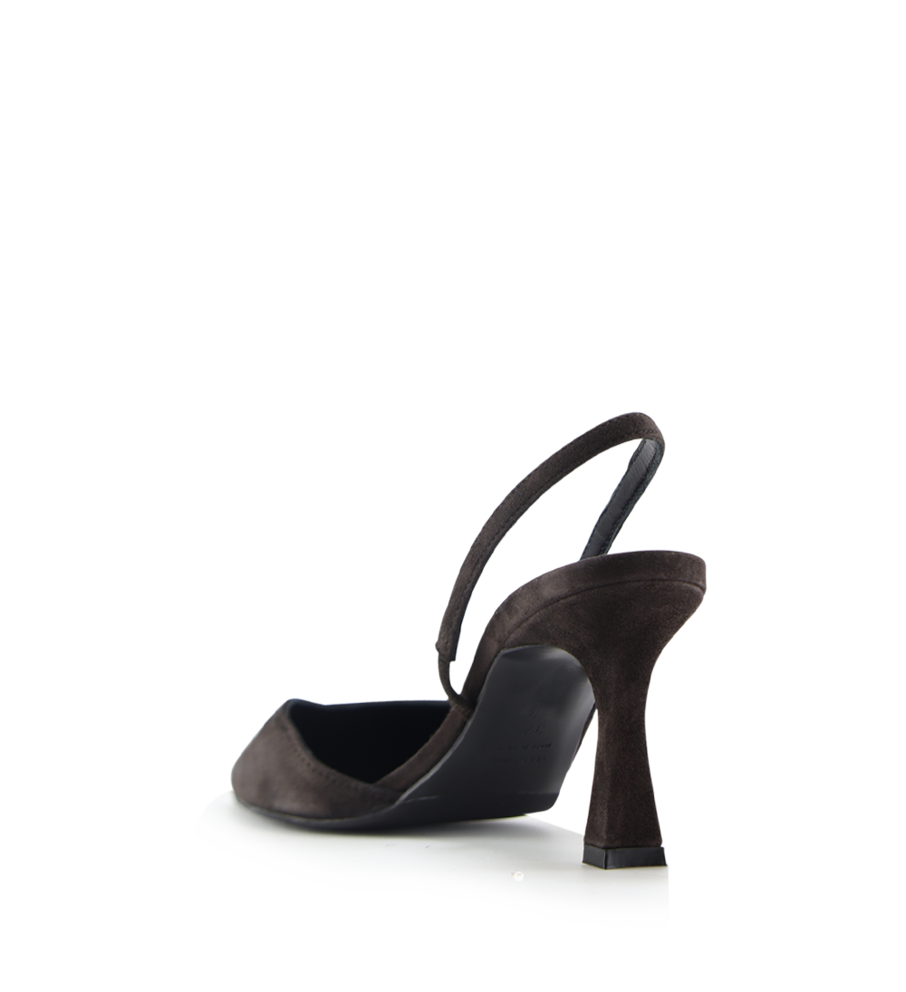 Emira 70 slingback stilettos, dark brown suede