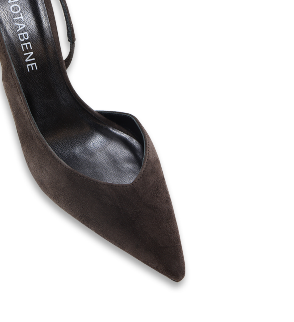 Emira 70 slingback stilettos, dark brown suede