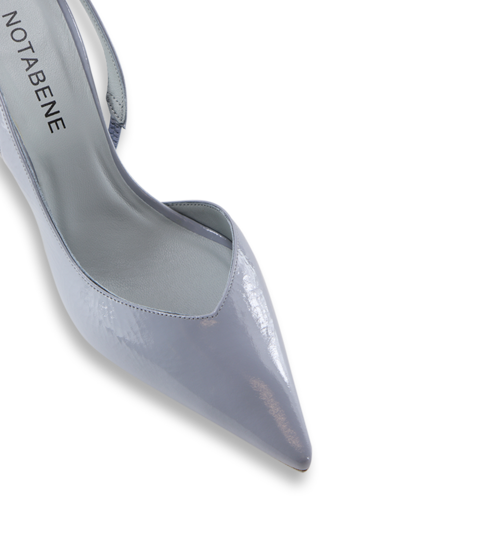 Emira 70 slingback stilettos, ice blue patent