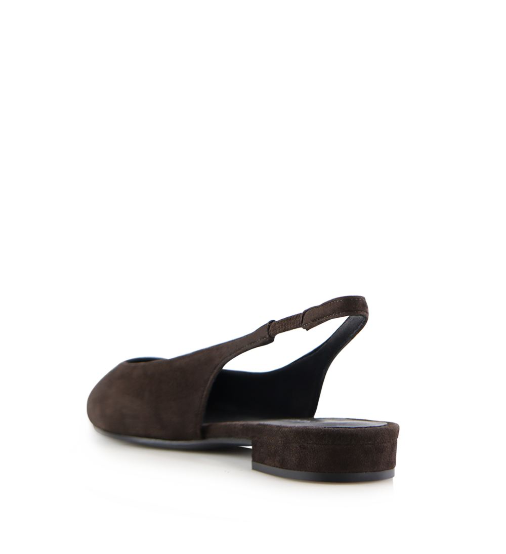 Gilda slingback, mørkebrun ruskind