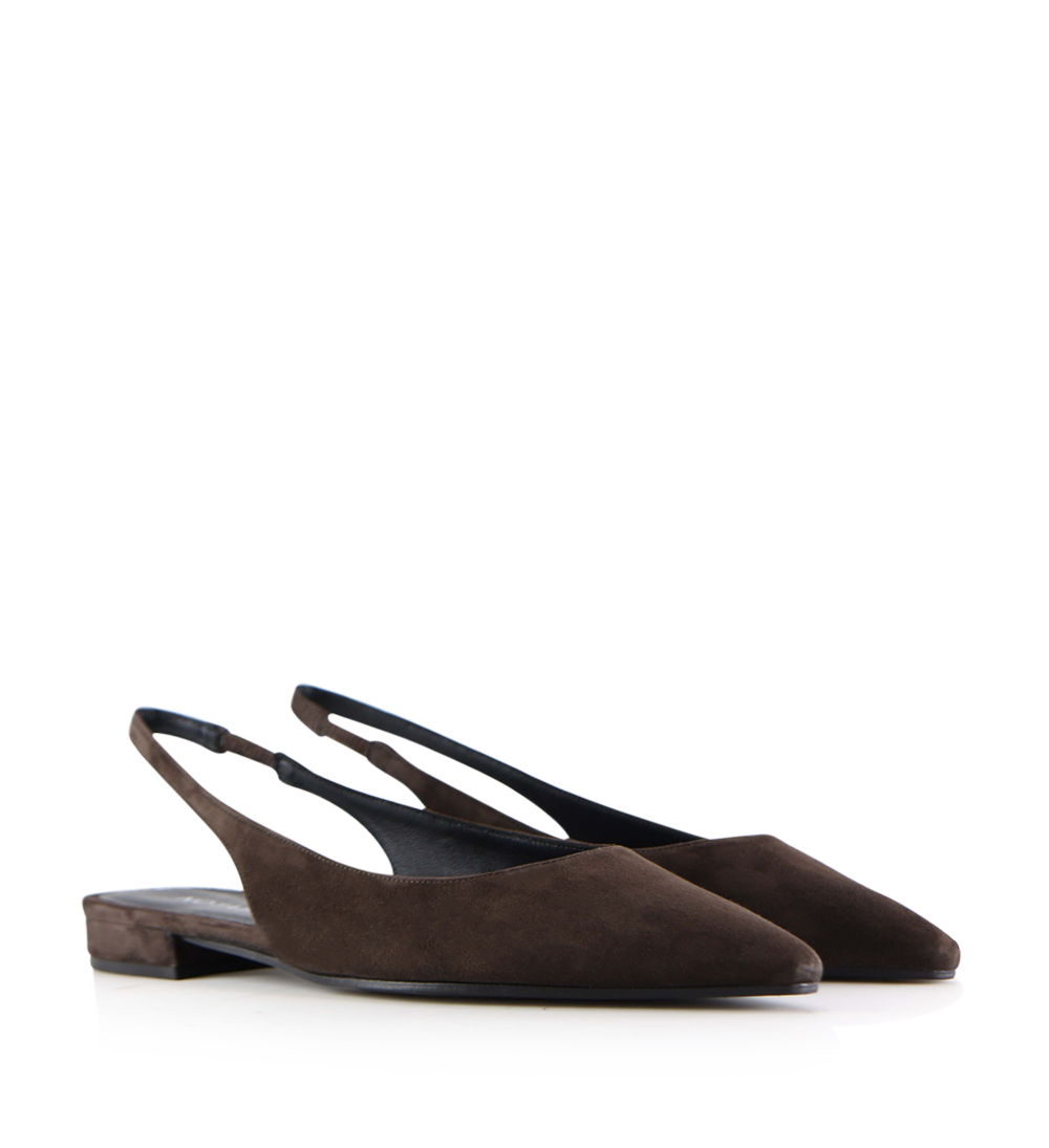 Gilda slingback, mørkebrun ruskind