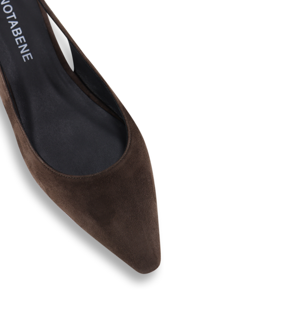 Gilda slingback, mørkebrun ruskind