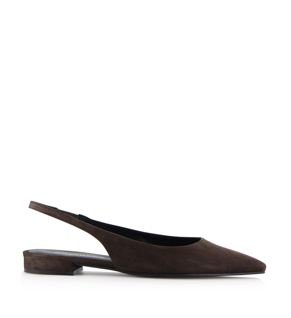 Gilda slingback, mørkebrun ruskind